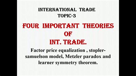 3 Four Important Theories Of International Trade Youtube