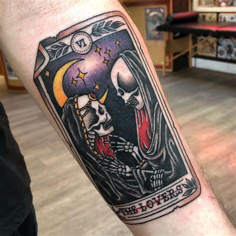 Determined, resourceful, strong powerful, dexterity, skilled elements for your tattoo. 💀💕💀 Lovers tarot card for Sean. Thanks man! #oregontattoo #oregontattoocompany # ...