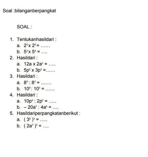 Soal Ulangan Harian Bilangan Berpangkat Dan Bentuk Akar Kelas