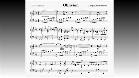 Oblivion Astor Piazzolla ֍ Piano Sheet Music Youtube