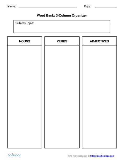 Word Bank Udl Strategies Word Bank Word Wall Template Personal