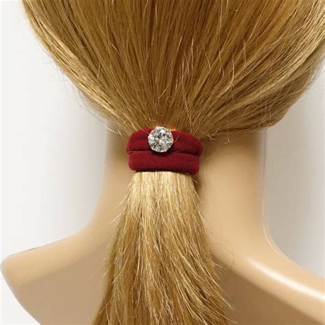 A Set Of Glass Rhinestone Decorated Hair Elastic Ponytail Etsy