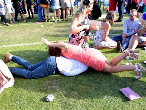 Melbourne Cup 2017 Drunken Antics Begin At Flemington Photos Fox Sports