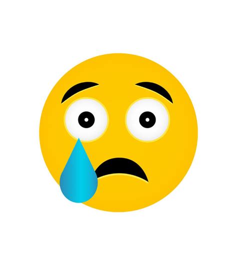 Tear Droplet Crying Face Yellow Emoji Vector Art Design Shop By