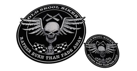 Set Of 2 Small And Large Skull Wings Old Skool Biker Patches By Ivamis