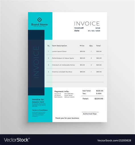 Modern Blue Creative Invoice Template Design Vector Image