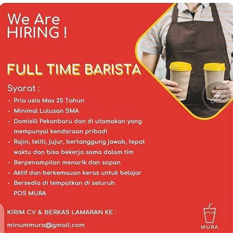 Check spelling or type a new query. Lowongan Kerja Full Time Barista Minum Mura - Karir Riau