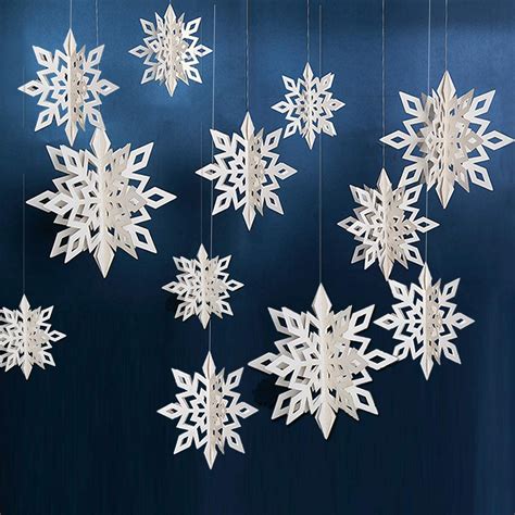 Lindoo Winter Snowflake Hanging Decorations 3d Glitter