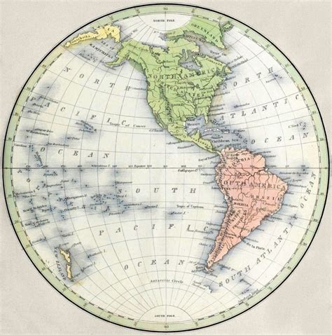 Map Of The Western Hemisphere Engraving By Gw Boynton Map Vintage