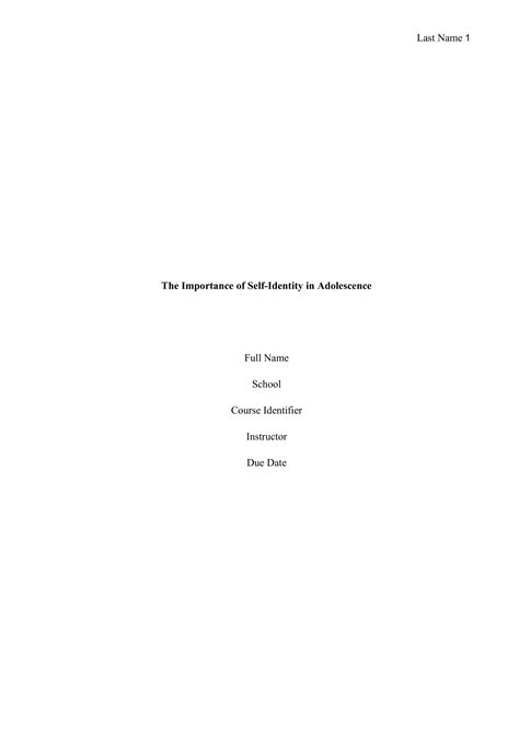 Self-Identity Essay sample, Bookwormlab