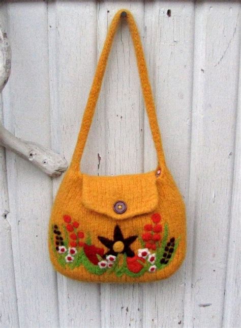 Felted Bag Purse Wool Handbag Shoulderbag Hand By Handmadebymia