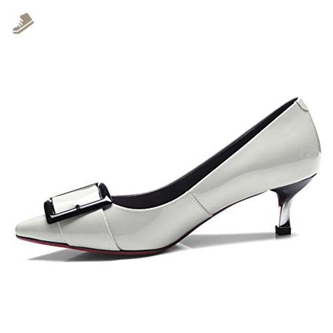 Onlymaker Women`s Fashion Genuine Leather Square Buckle Pumps Pointed