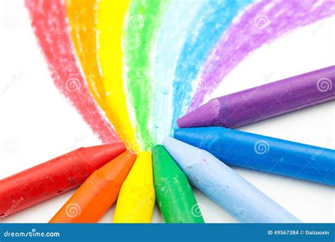 Child S Rainbow Crayon Drawing Stock Photo Image Of Multicoloured