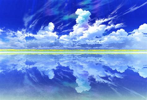 Hd Wallpaper Anime Original Cloud Original Anime Reflection Sky