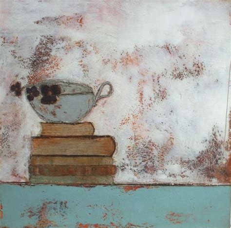 Bookscup And Flowers By Irish Contemporary Artist Anji Allen