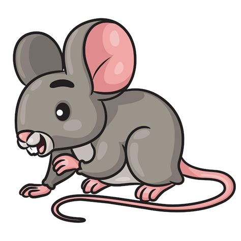 Premium Vector Illustration Of Cute Cartoon Grey Mouse
