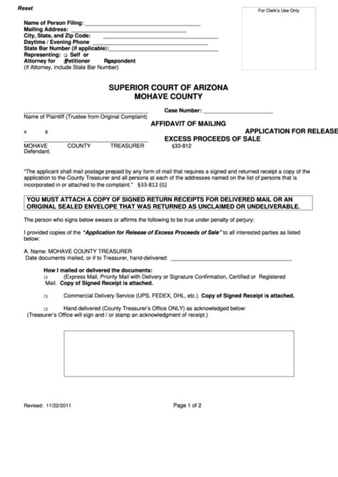 fillable affidavit  mailing printable