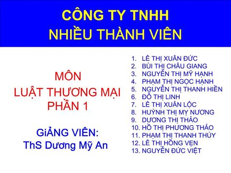 PPT C NG TY TNHH NHIU TH NH VI N PowerPoint Presentation Free Download ID