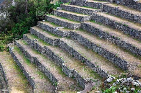 Stone Terraces On Mountain Of Machu Picchu Stock Photo Download Image