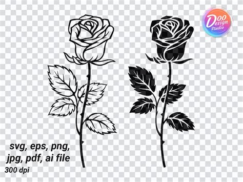 Rose Svg Flower Svg Rose Clipart Rose Silhouette Flowers Svg Roses