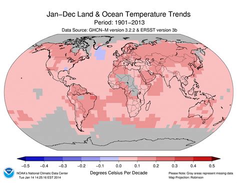 Global Climate Report Annual 2013 Global Temperature Trends