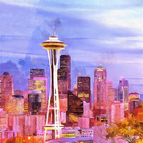 Seattle Skyline Photo Canvas Large Art Wall Print On Canvas Etsy