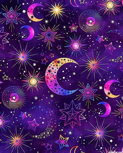 Cosmic Universe Crescent Moon Universe Amethyst Purple Moon And