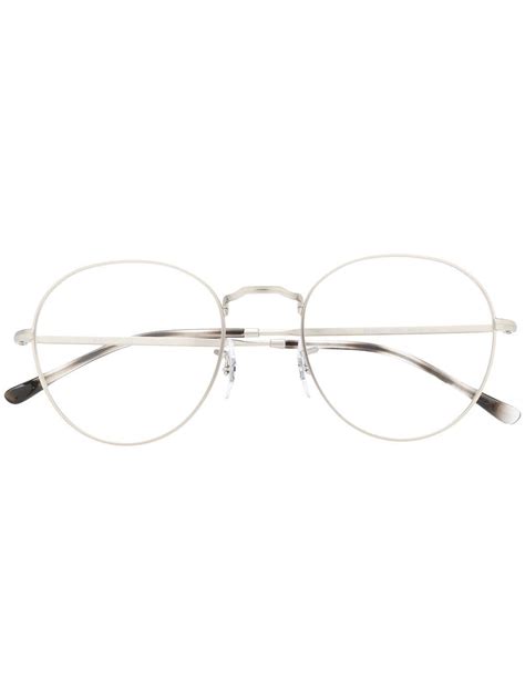 Silver Tone Metal Round Frame Glasses From Ray Ban Featuring Round