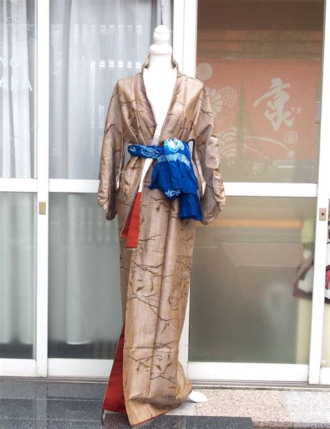 Kimonojapanese Kimonobrown Kimono Tsumugi Silk Etsy
