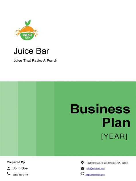 Juice Bar Business Plan Example Pdf Expense Startup Company