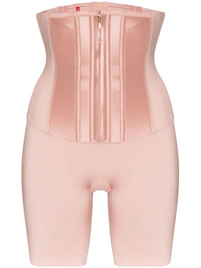 Spanx Under Sculpture High Waist Mid Thigh Corset Shaper Shorts In Nude Modesens