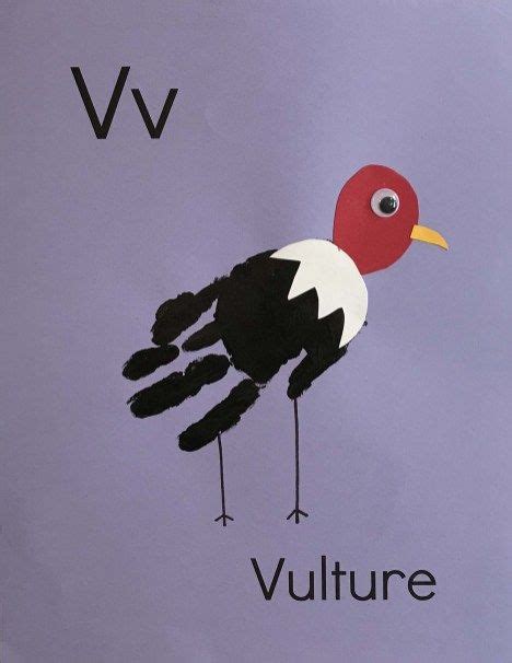 V Is For Vulture Handprint Letter V Crafts Abc Crafts Preschool Arts