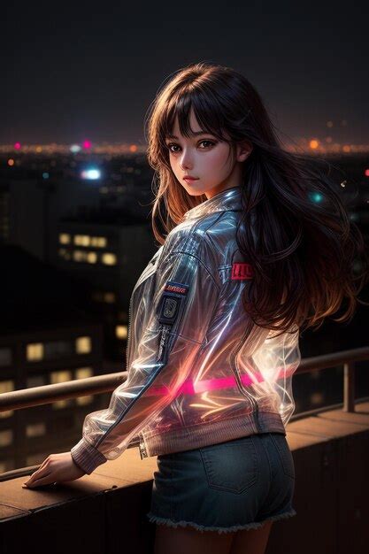 Premium Ai Image Beautiful Long Haired Woman In A Jacket Standing On