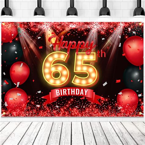 Happy 65th Birthday Banner Backdrop Red And Black 65 Years