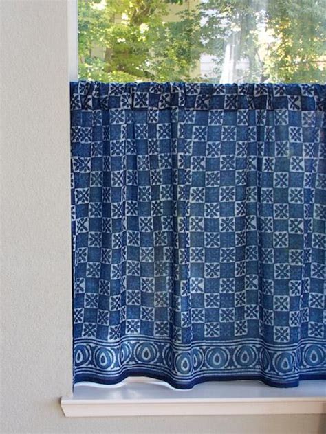indigo blue kitchen cafe curtain batik kitchen tier