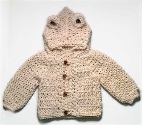 Crochet Baby Boy Sweater Bear Hood Baby Sweater By Yarnforbaby