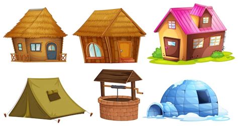 Free Vector Different Kinds Of Shelters Illustration
