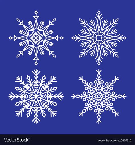 Snowflakes Collection Closeup Unique Ice Crystals Vector Image