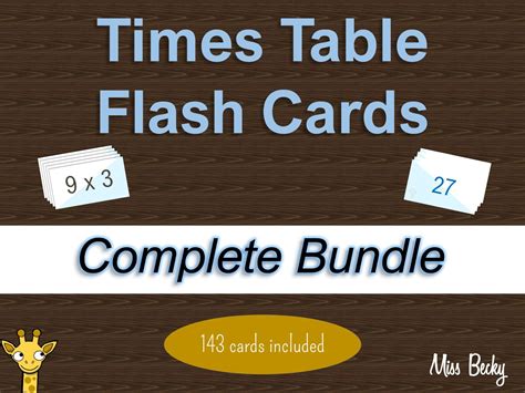 Times Table Flash Cards Complete Bundle Teaching Resources