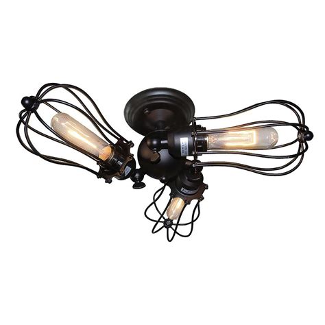 Vintage semi flush mount ceiling light, industrial ceiling fixture black ceiling metal light cage ceiling light fixture 3 lights for bedroom kitchen dining room living room. LNC 17 in. Adjustable 3-Light Black Semi-Flush Mount Light-A03164 - The Home Depot