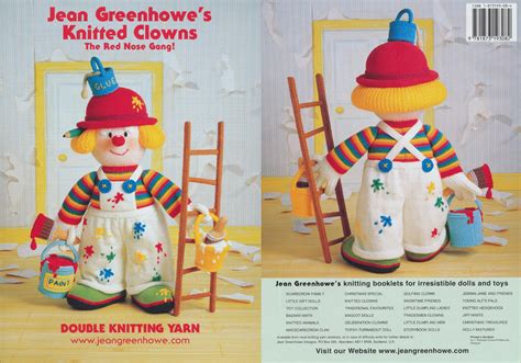Jean Greenhowe Knitted Clowns Knitting Book Double Knit Colourful Toy Patterns