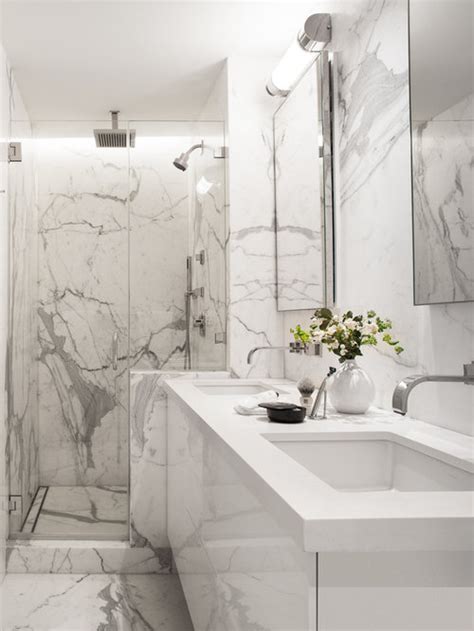 White Marble Bathroom Houzz