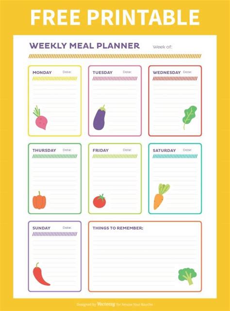Free weekly meal planner printable – Easy Cheesy Vegetarian