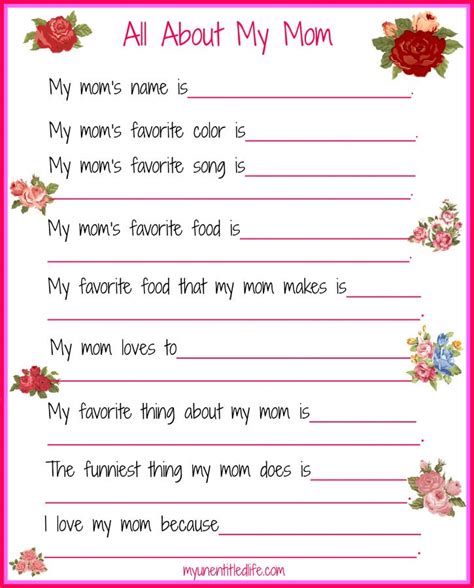 What things can i suggest a teenager to do in quarantine in order to stop using phone excessively? All About My Mom free mother's day printable | Mother's ...