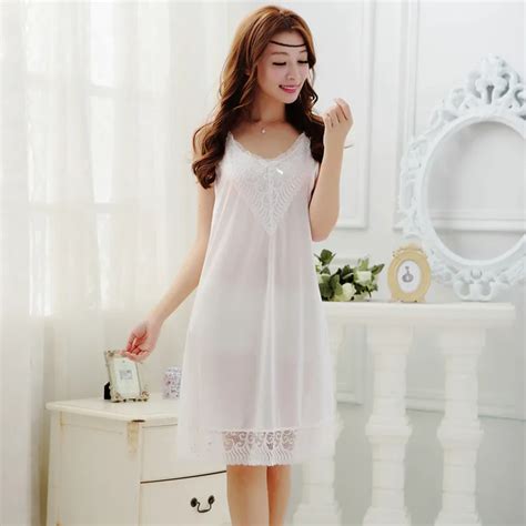 Nightgown For Women Summer Sexy Silk Nightdress Women White Night Dress
