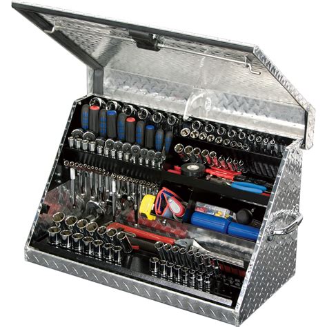 Montezuma Aluminum Open-Top Tool Truck Box — Diamond Plate, 30in.W x