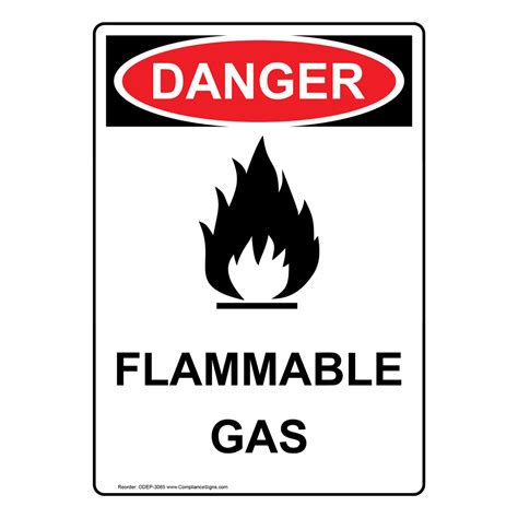 Portrait Osha Flammable Gas Sign With Symbol Odep 3065