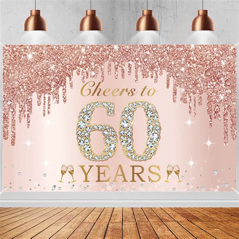 Buy Large Cheers To 60 Years Birthday Decorations For Women Pink Rose