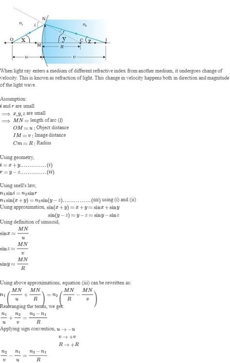 A Derive The Mathematical Relation Between Refractive Indices N And N