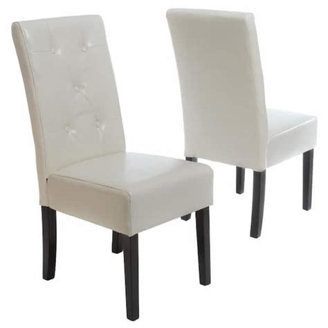Noble House Taylor Ivory Bonded Leather Dining Chair Set Of 2 1252